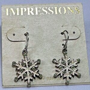 Impressions Snowflake Dangle Earrings Winter Holiday Jewelry
